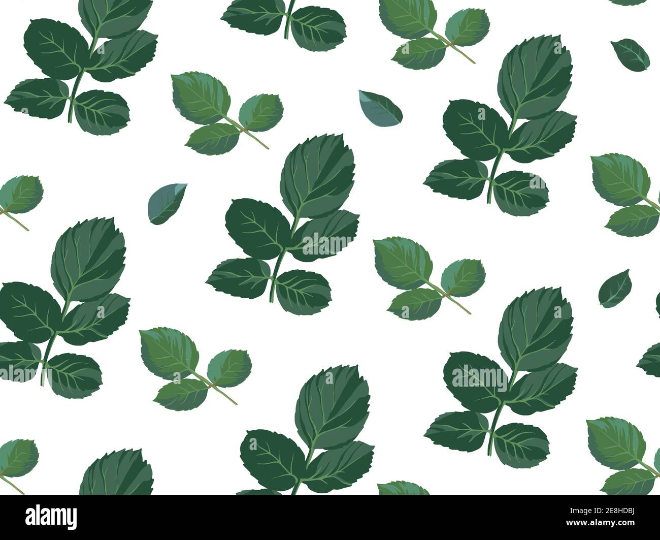 Rose leaves and branches seamless pattern vector Stock Vector
