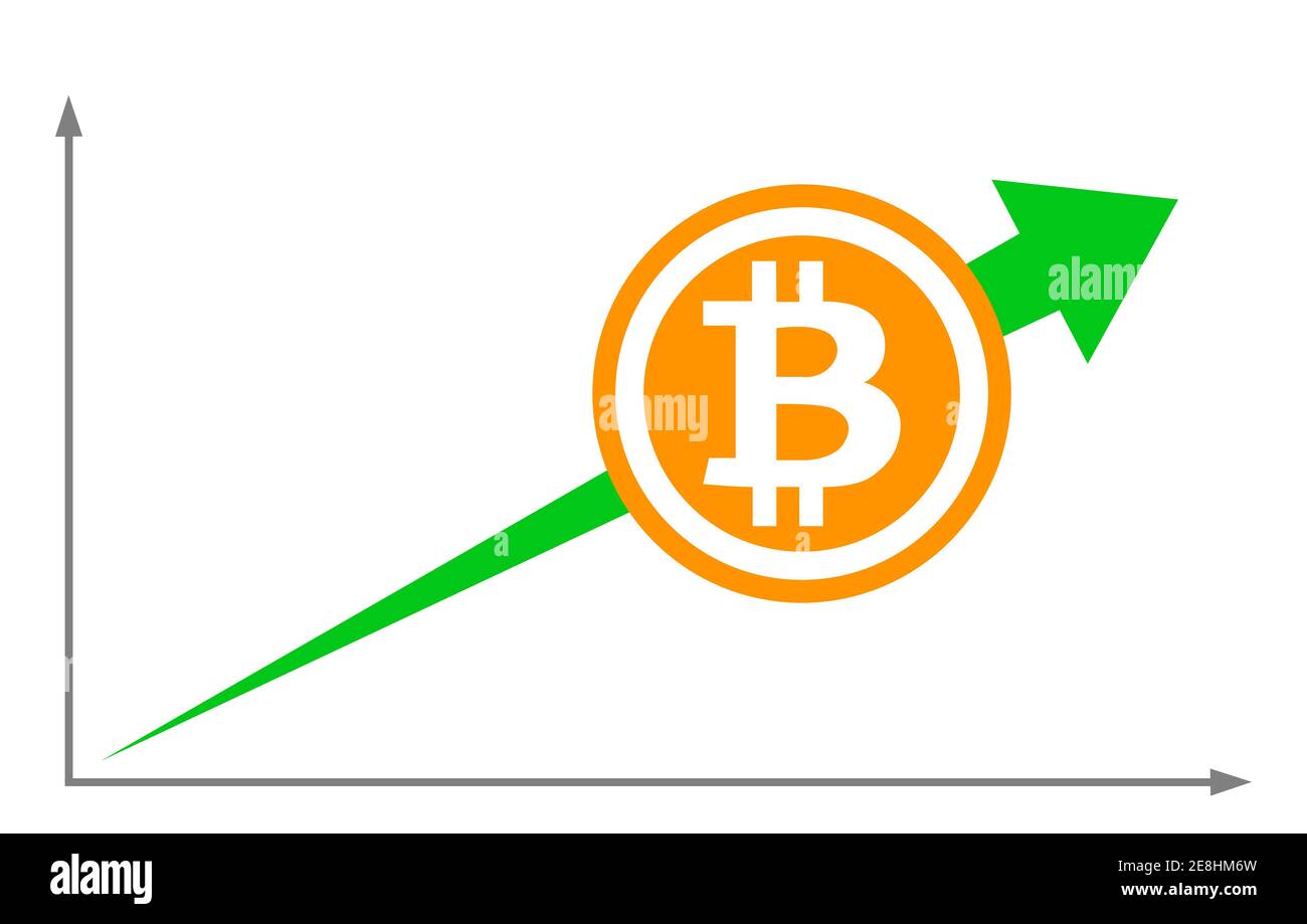 Bitcoin currency symbol with an uptrend. Green arrow. Finance success  concept Stock Vector Image & Art - Alamy