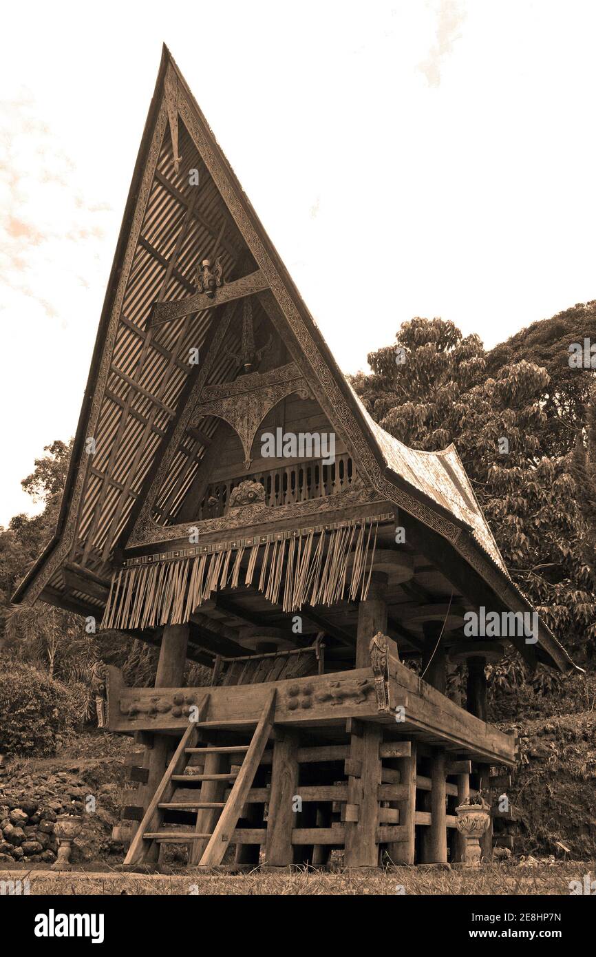 A traditional Toba Batak house called Jabu - the Toba language for Rumah Adat Stock Photo