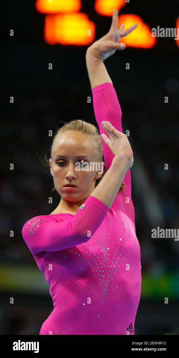 Nastia Liukin of the U.S. competes in the floor exercise during the
