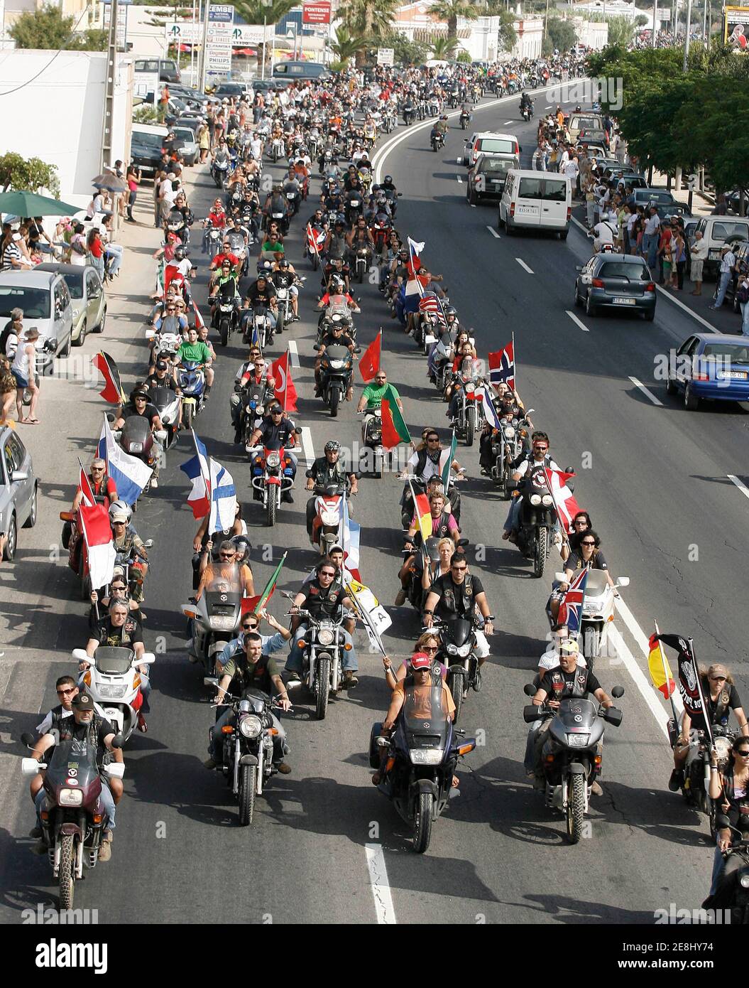 Motorcyclists take part in the 27th International Motorcyclist Summer Rally  in Faro in the southern province of Algarve July 20, 2008. More than 22,000  motorcyclists took part in the rally this year.