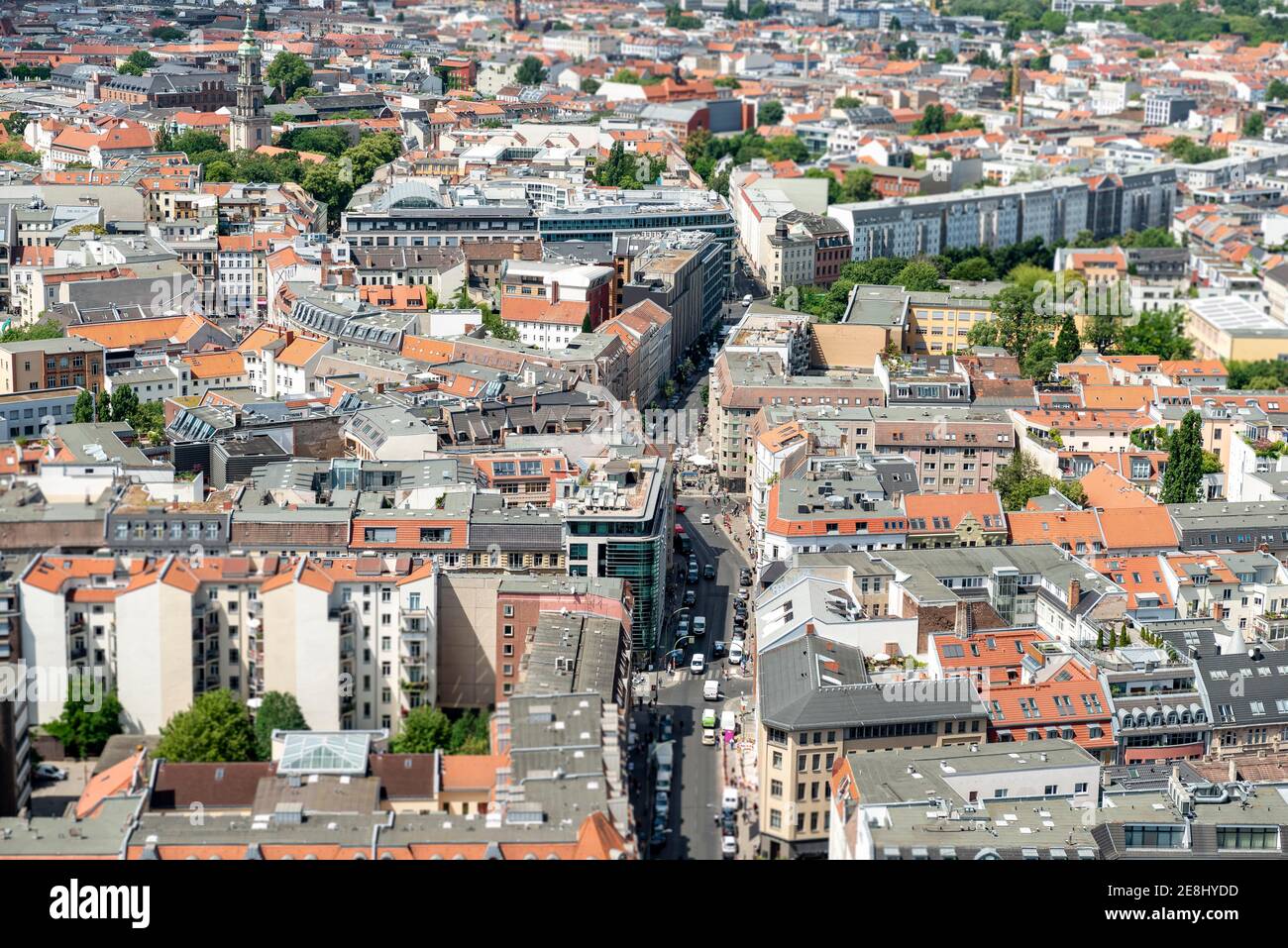 View of residential buildings and Muenzstrasse, Mitte, Berlin, Germany Stock Photo