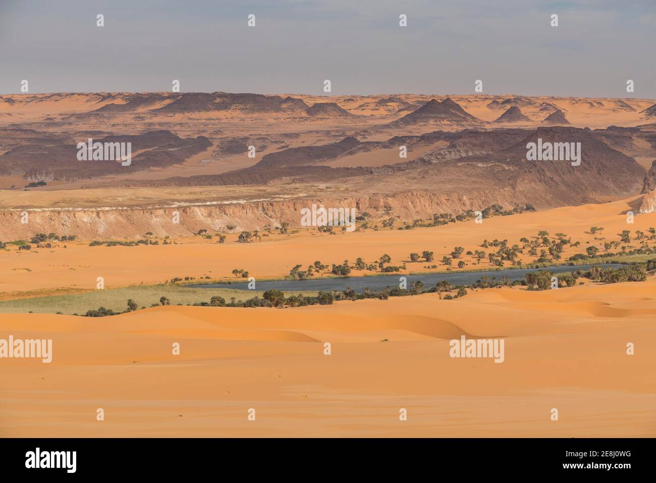 Fresh water lake as part of the the Unesco sight Ounianga lakes in the desert, northern Chad, Africa Stock Photo