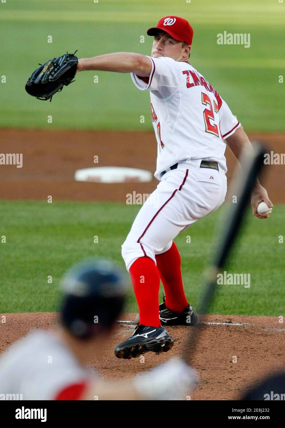 Washington Nationals pitcher Jordan Zimmermann starts the game against the Boston Red Sox during a MLB interleague game in Washington, June 25, 2009.    REUTERS/Larry Downing (UNITED STATES SPORT BASEBALL) Stock Photo
