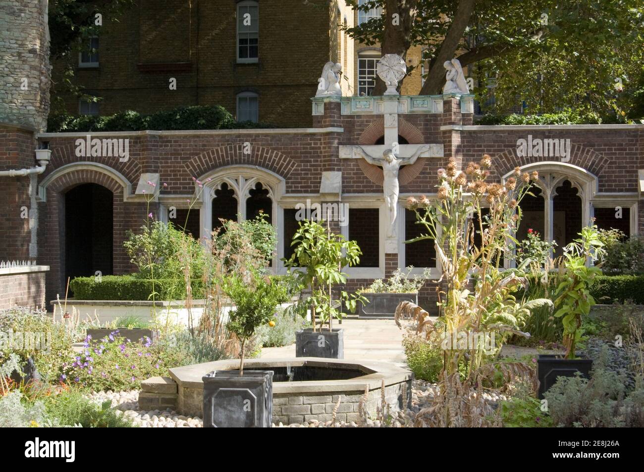 Historic gardens of the Grand Priory of the order of St John, Clerkenwell, London. Many of the plants have medicinal uses as the Knights of St John no Stock Photo
