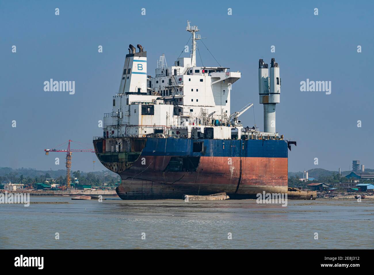 Huge container ship ready to getting break up, Chittagong Ship Breaking Yard, Chittagong, Bangladesh Stock Photo