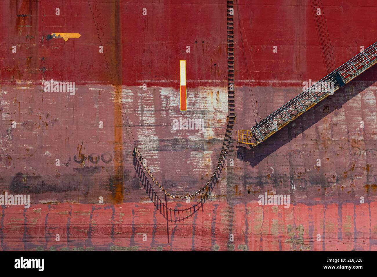Close up of a huge container ship ready to getting break up, Chittagong Ship Breaking Yard, Chittagong, Bangladesh Stock Photo