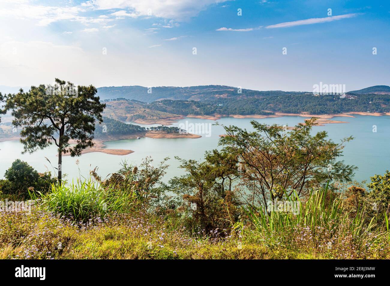 Overlook over Umiam lake, Meghalaya, India Stock Photo