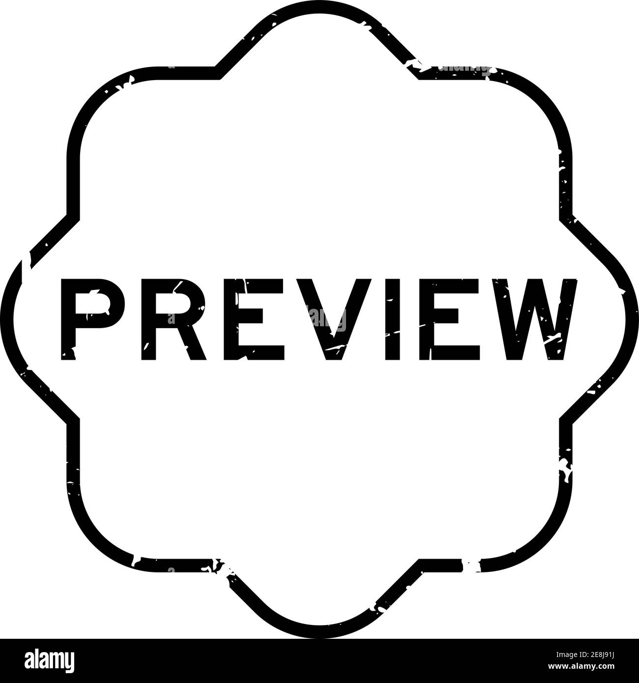 Grunge black preview word rubber seal stamp on white background Stock Vector