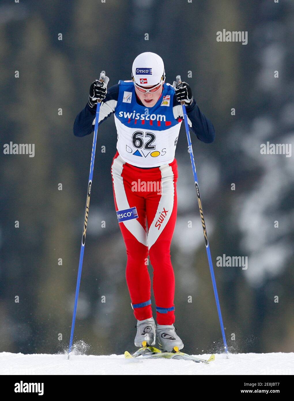 Tore Ruud Hofstad of Norway skis during the men's FIS World Cup cross-country skiing 15 km classical individual race in Davos, February 3, 2007.  REUTERS/Miro Kuzmanovic  (SWITZERLAND) Stock Photo