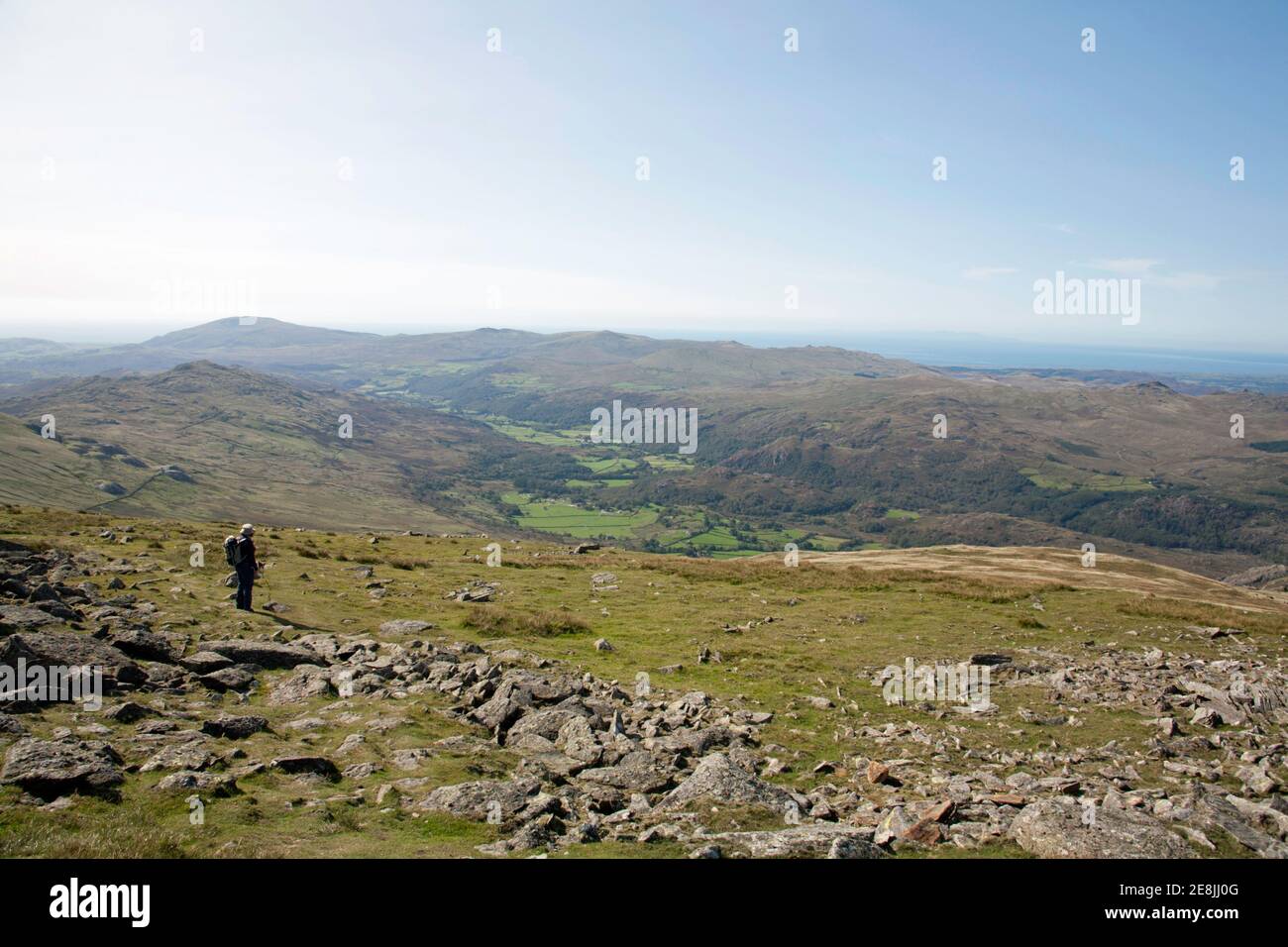 Dunnerdale and Ulpha Fell viewed from the summit of Dow Crag Coniston Lake District Cumbria England Stock Photo