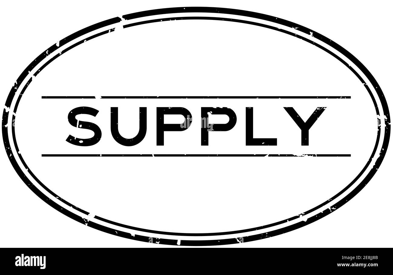 Grunge black supply word oval rubber seal stamp on white background ...