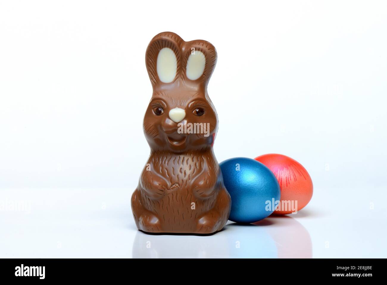 Chocolate Easter bunny and Easter eggs, chocolate Easter bunny Stock