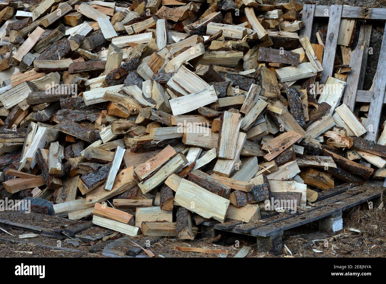 Firewood, wood, logs, logs, split, split, firewood pile Stock Photo