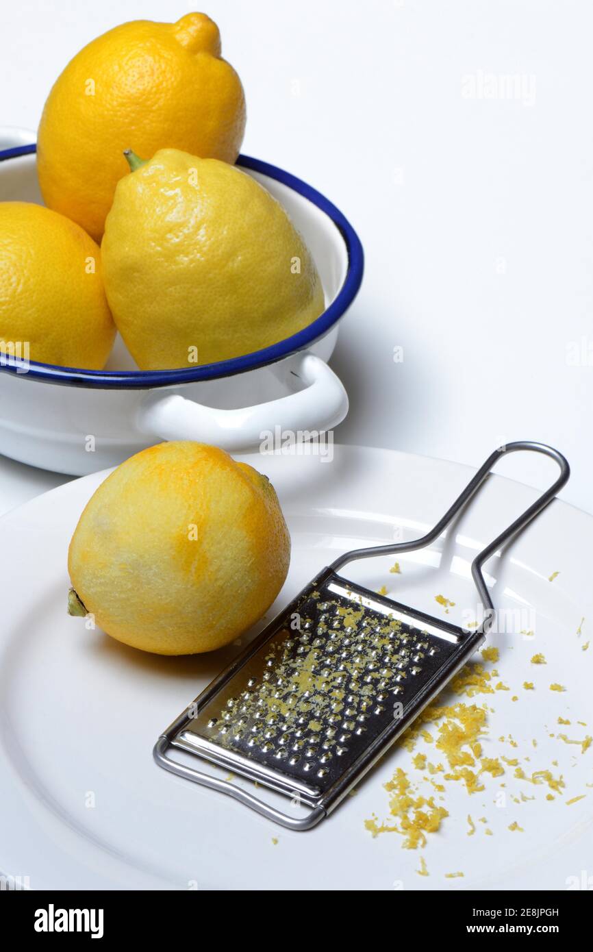 Lemon, lemon grated with grater, lemon peel, lemon rind, lemon grated