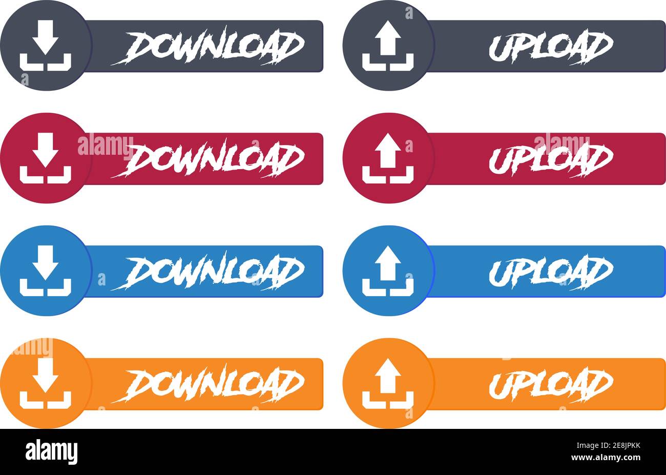 Vector modern Upload and Download design icon set in button Stock ...