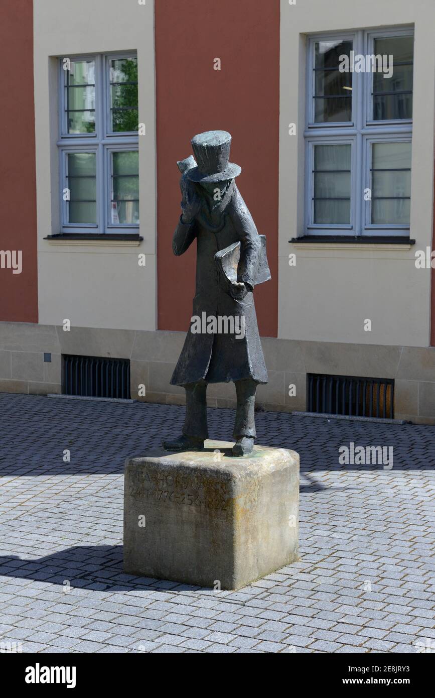 E.T.A. Hoffmann Statue, Bamberg, Upper Franconia, Bavaria, Germany ...