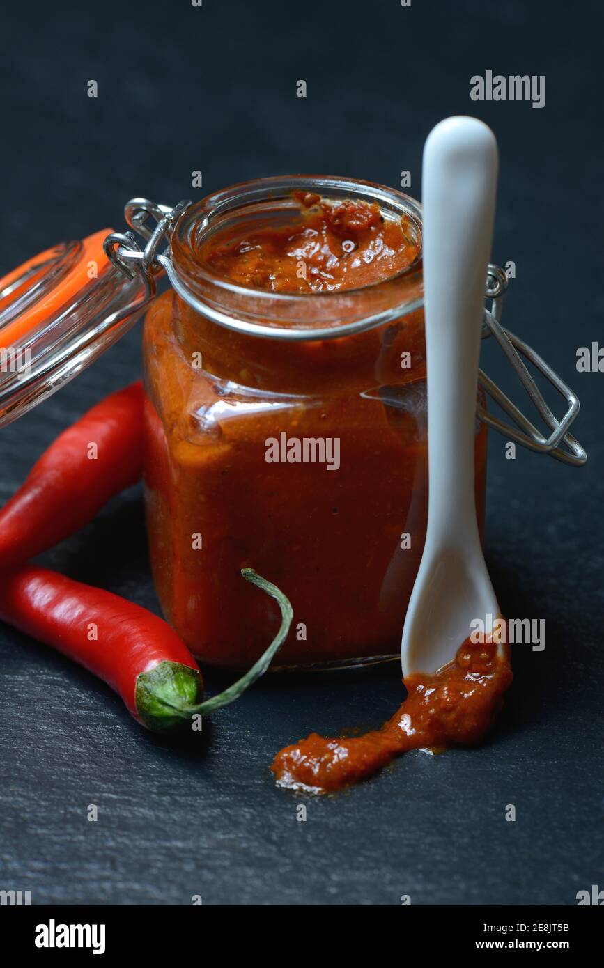 Harissa, spice paste from chili Stock Photo Alamy