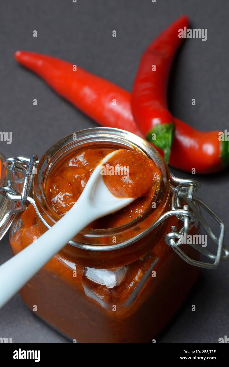 Harissa, spice paste from chili Stock Photo Alamy