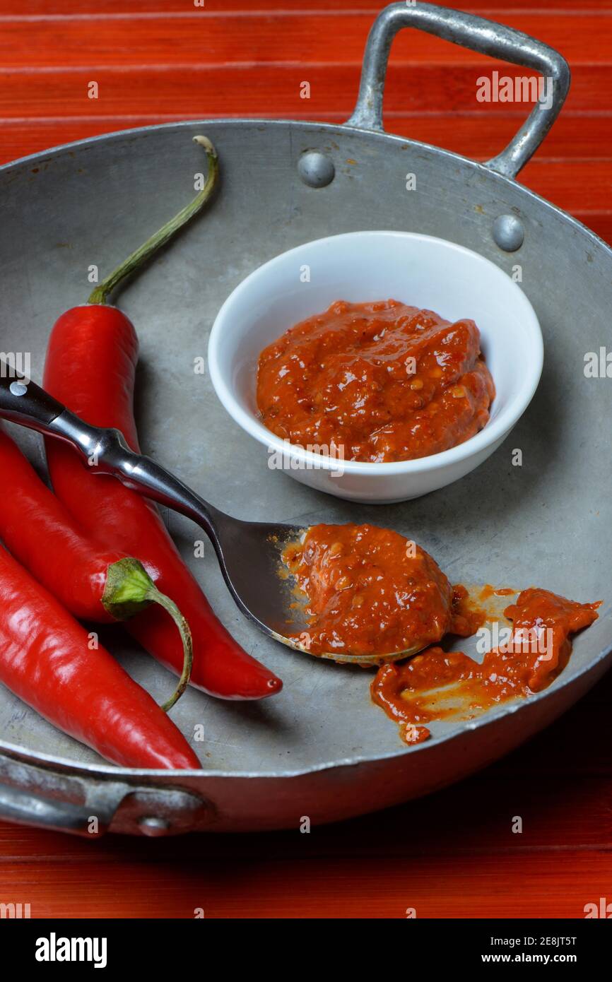 Harissa, spice paste from chili Stock Photo Alamy