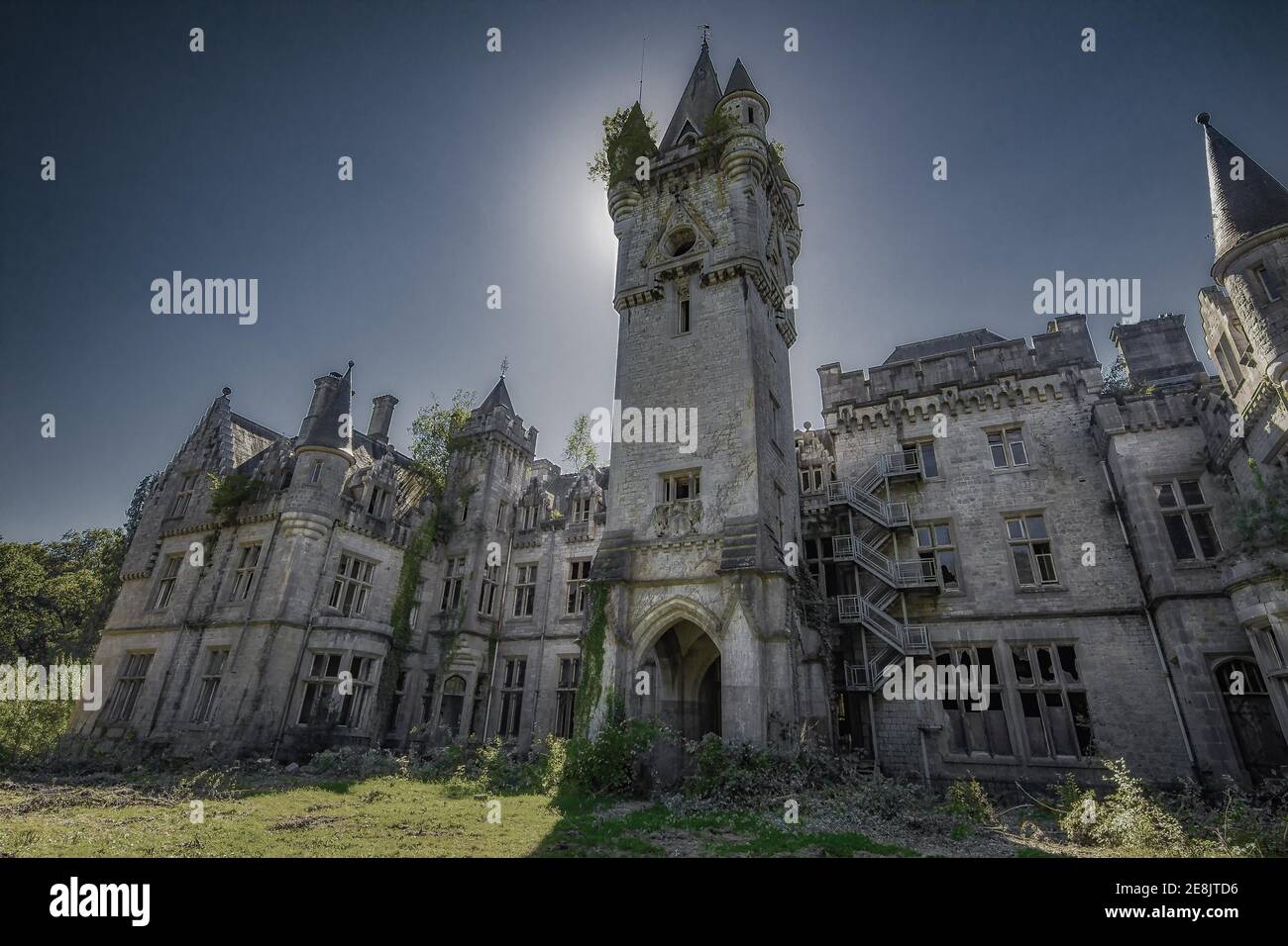 Lost Place, ruined castle, Chateau Miranda or Chateau de Noisy, near Celles, province of Namur, Belgium Stock Photo