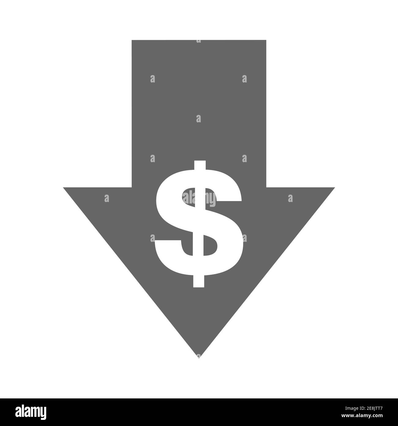 Cost reduction- decrease icon. Vector symbol image isolated on background . Stock Vector