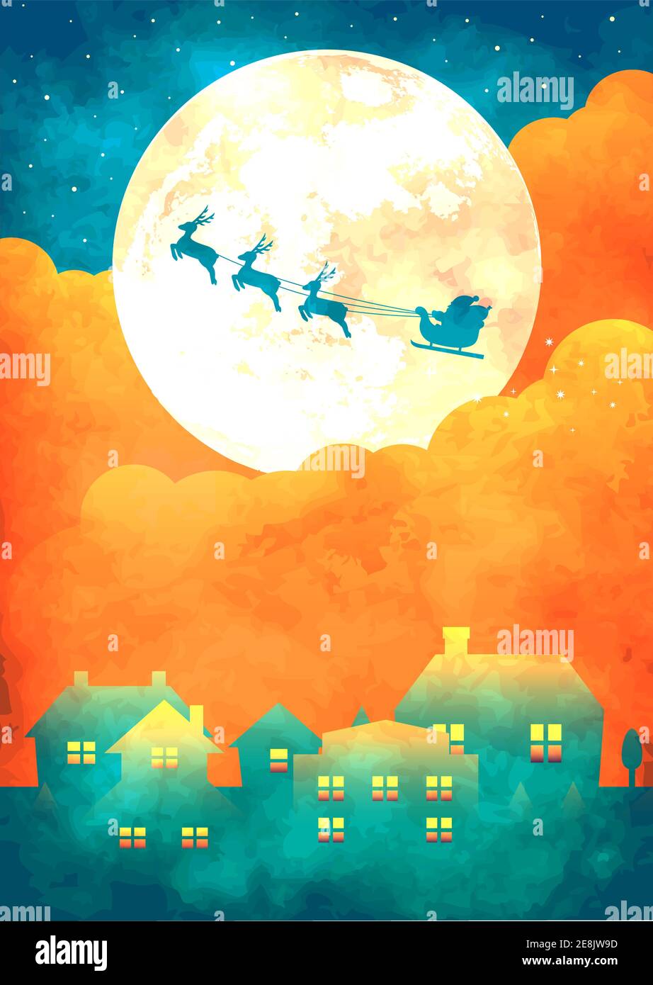 Merry christmas greeting card vector illustration ( vintage texture ...