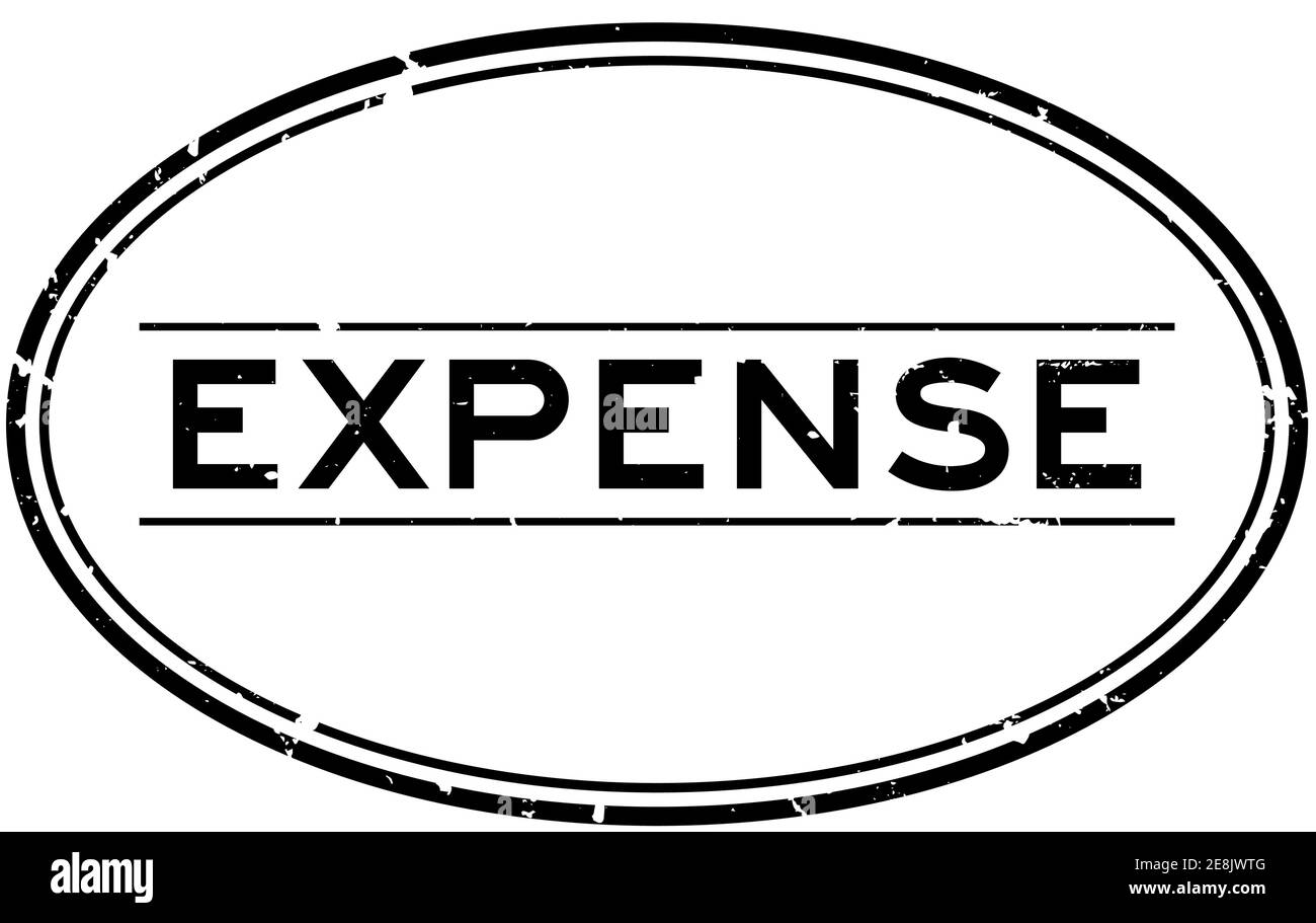Grunge black expense word oval rubber seal stamp on white background ...
