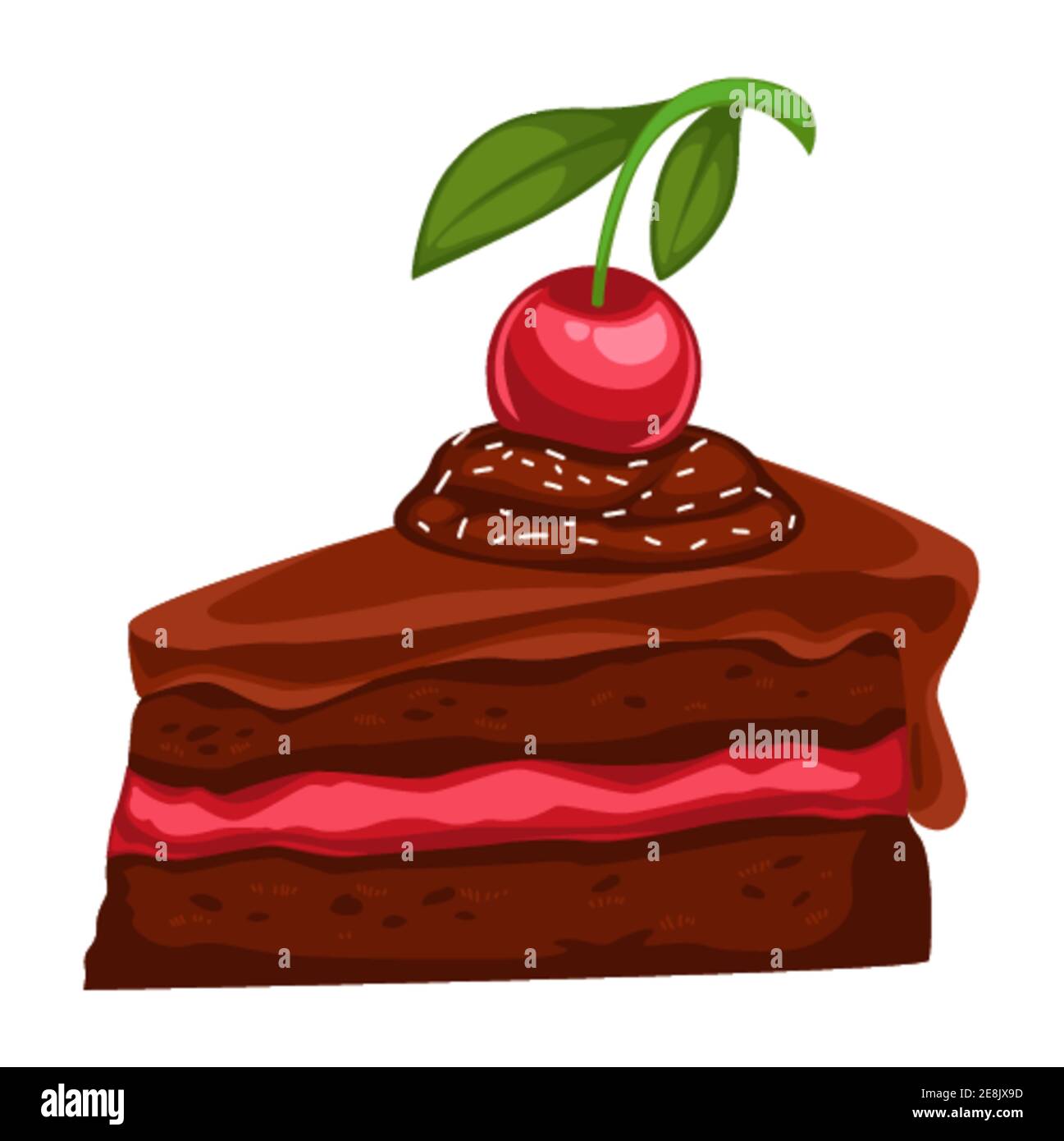 Chocolate cake with cherry berry, desert dish Stock Vector