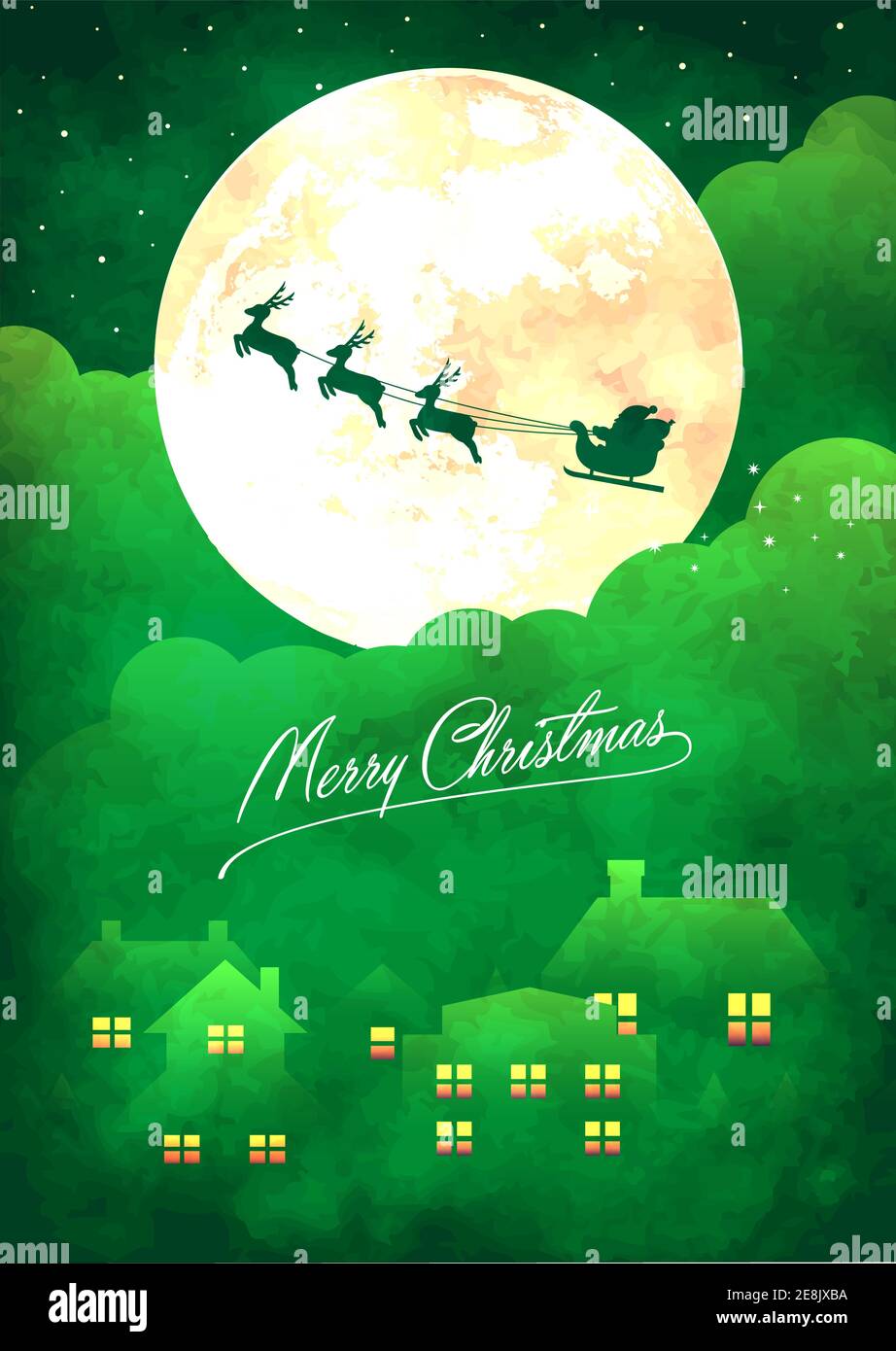 Merry christmas greeting card vector illustration ( vintage texture ...
