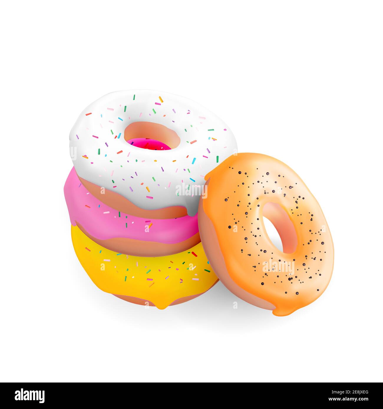 Realistic 3d sweet tasty donuts. Vector illustration Stock Vector Image ...