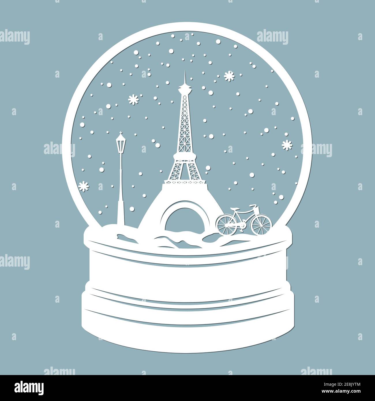 Snow globe of Eiffel tower in Paris . Laser cutting. Vector illustration.  Template for laser cutting, plotter and screen printing Stock Vector Image  & Art - Alamy
