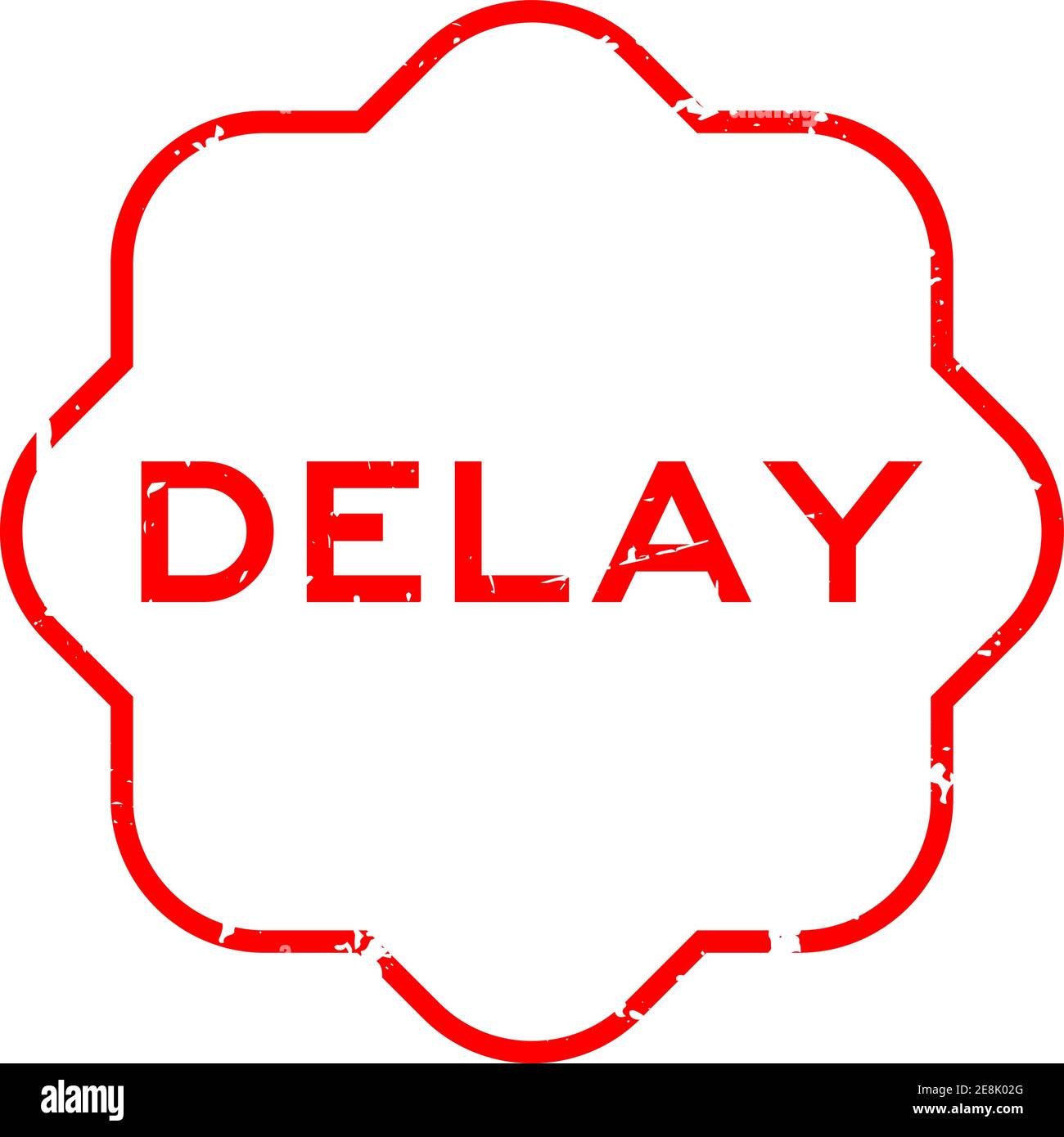 Grunge red delay word rubber seal stamp on white background Stock