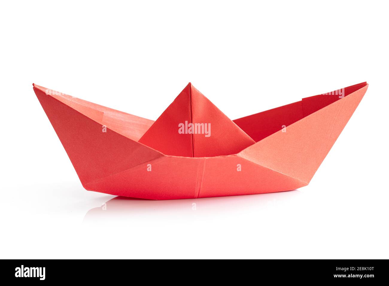 Red Paper boat isolated on white background Stock Photo