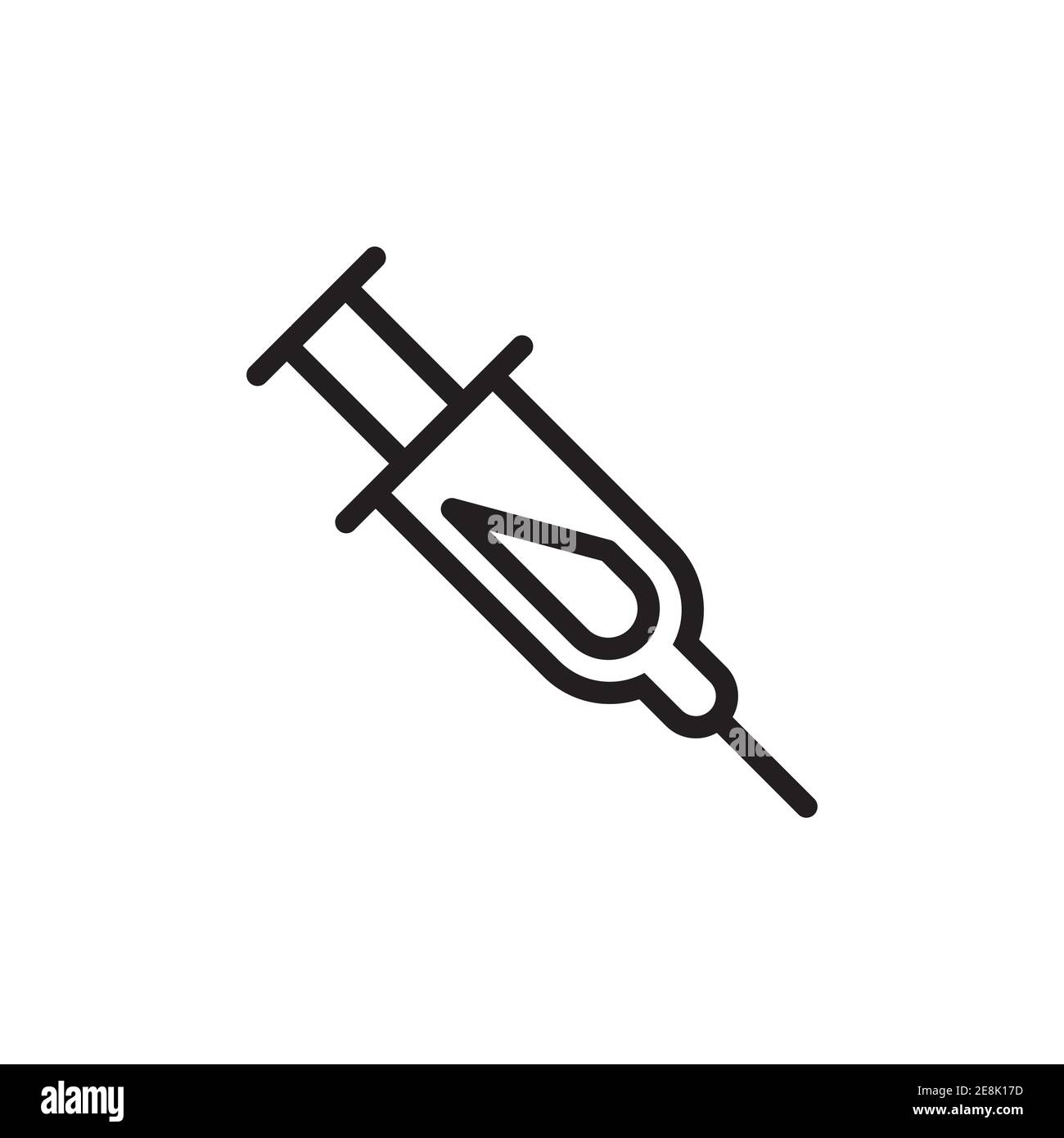 line icon syringe isolated on white background Stock Vector