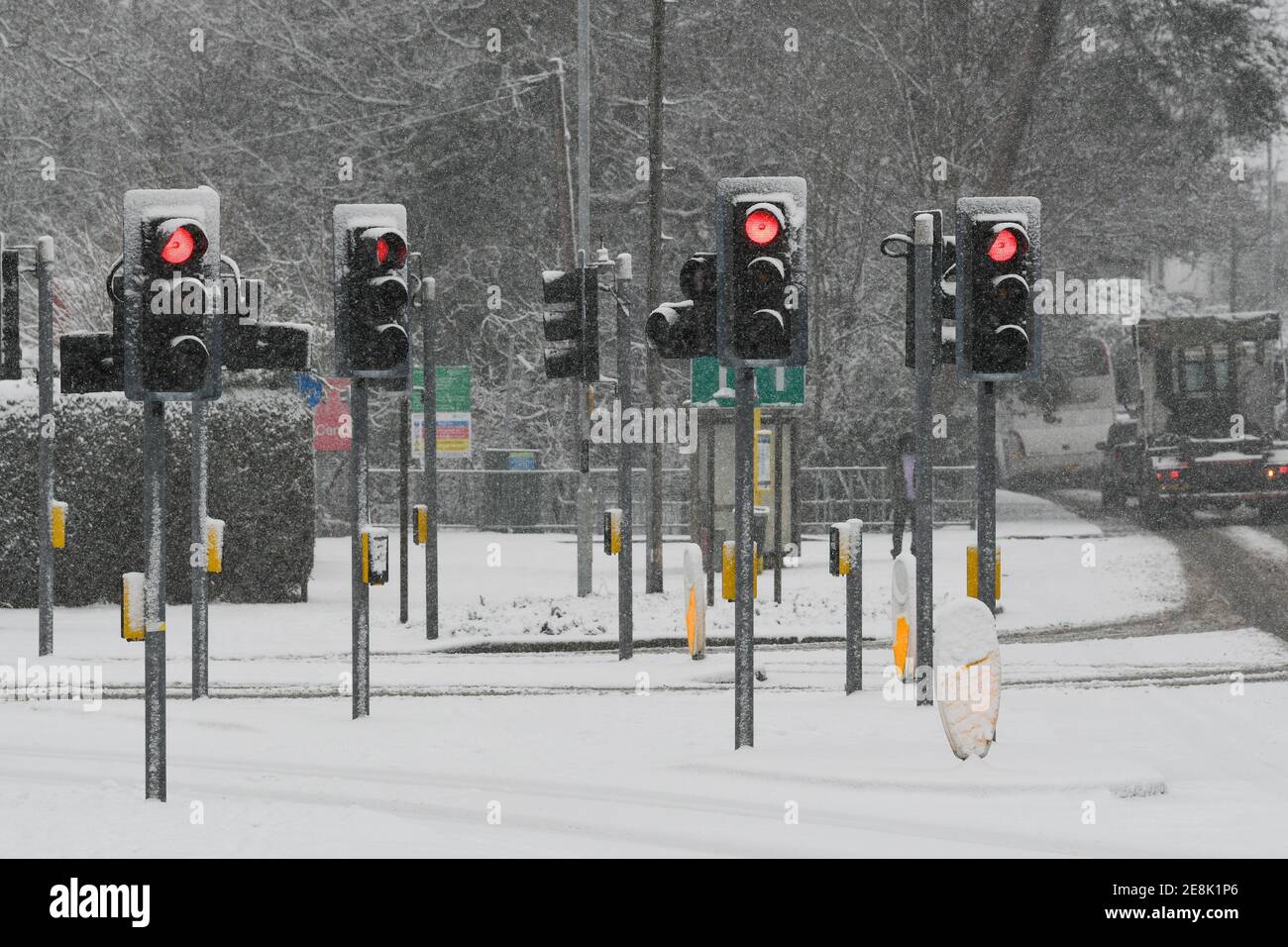 traffic lights all showing a red light Stock Photo - Alamy