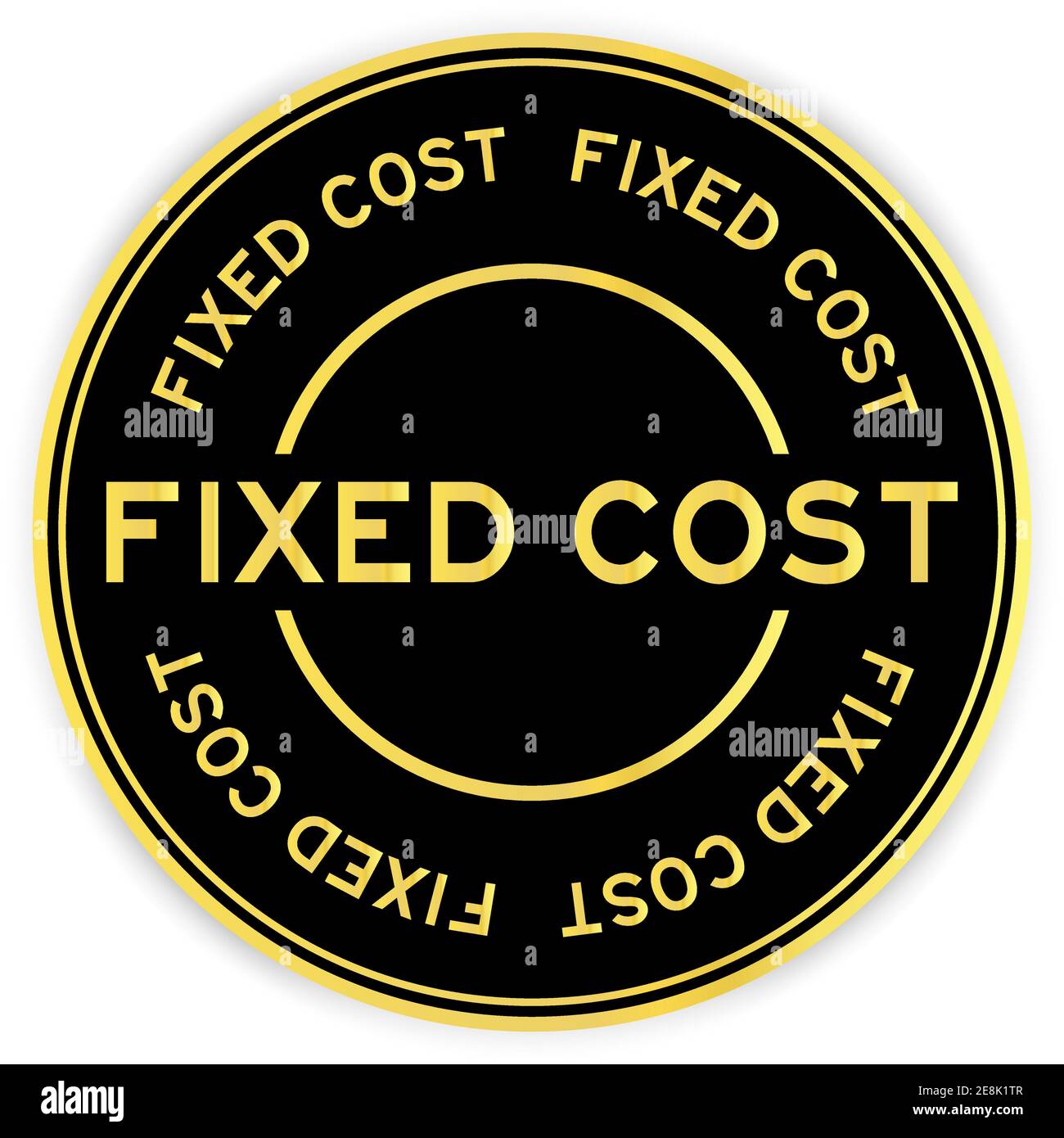 Black and gold color round sticker with word fixed cost on white background Stock Vector