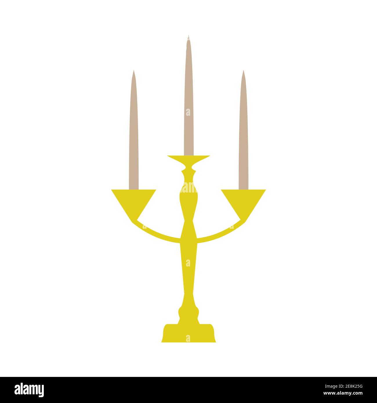 Golden candle flame vector illustration light candlestick. Isolated