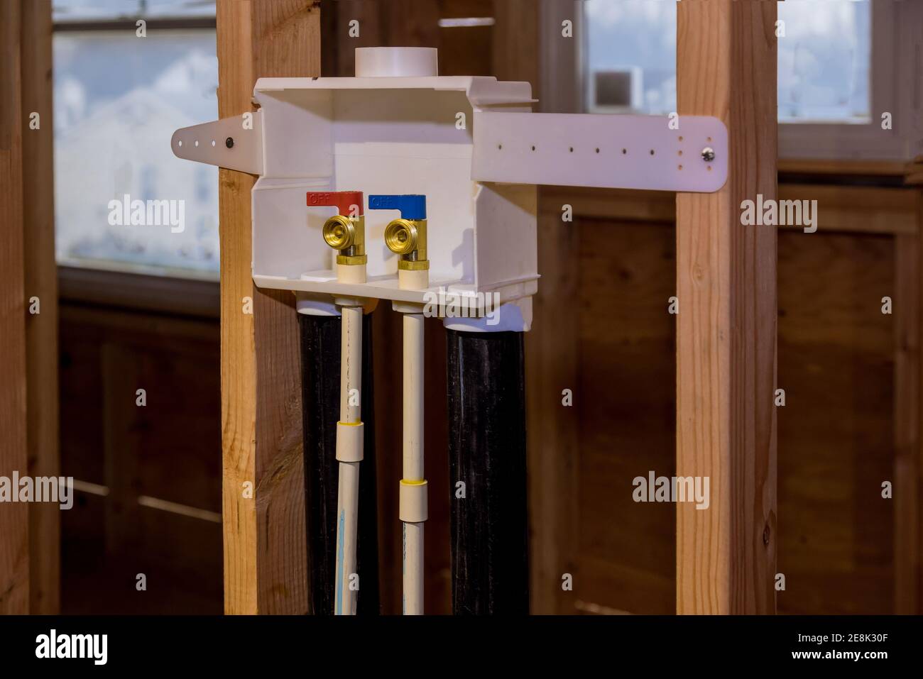 Water system at home on installation of a laundry outlet boxes in a new