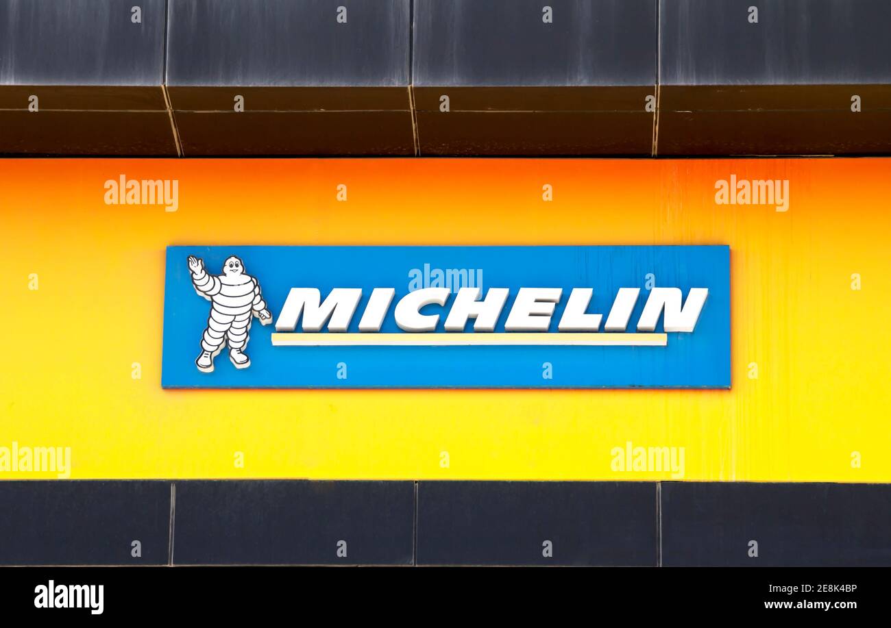 Ankara, Turkey : Michelin logo. Michelin is a tire manufacturer based in Clermont-Ferrand in France and it is one of the three largest tire manufactur Stock Photo