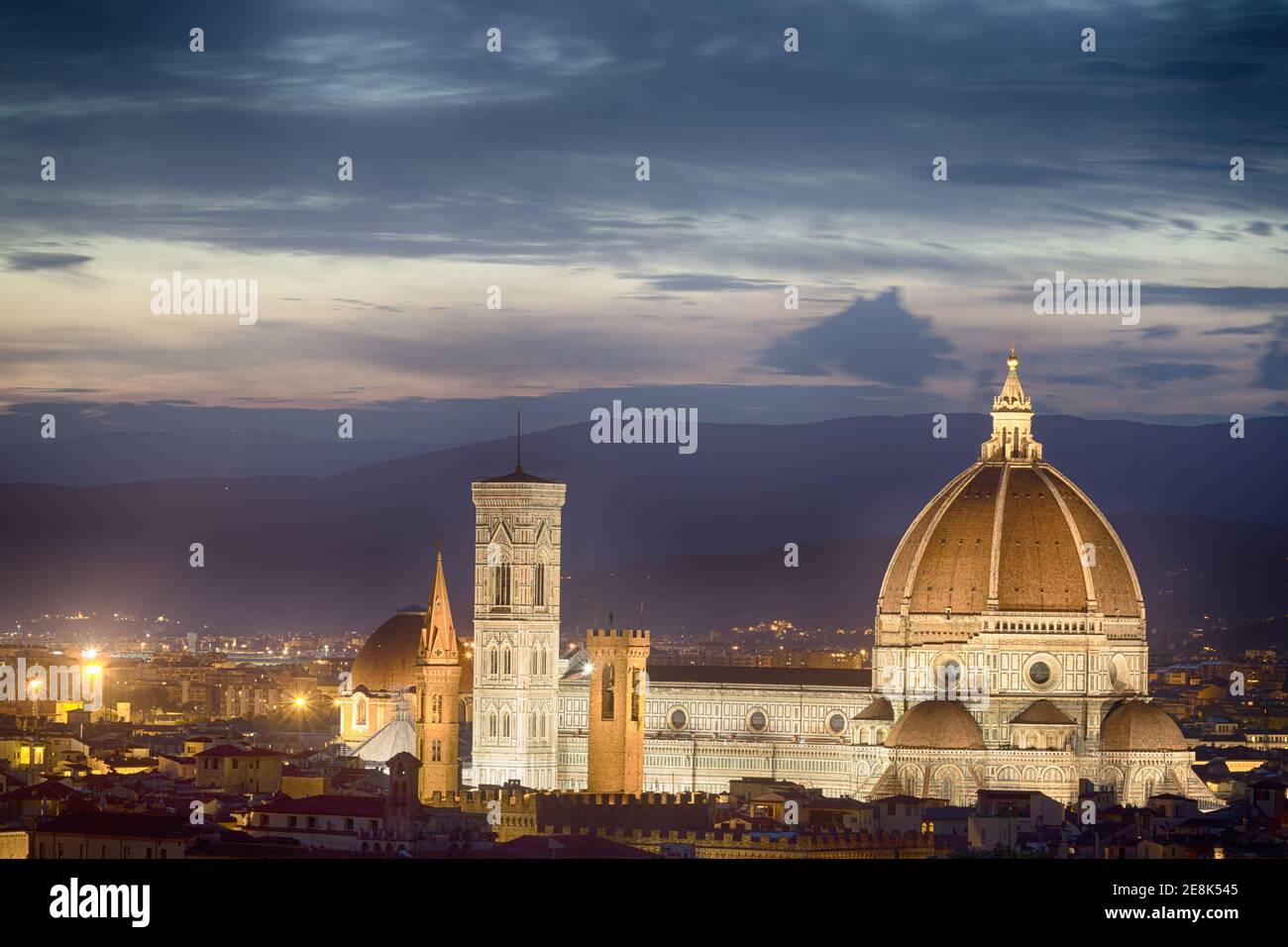 Florence, Italy Sunset and Dark Clouds Over Il Duomo, The Cathedral of