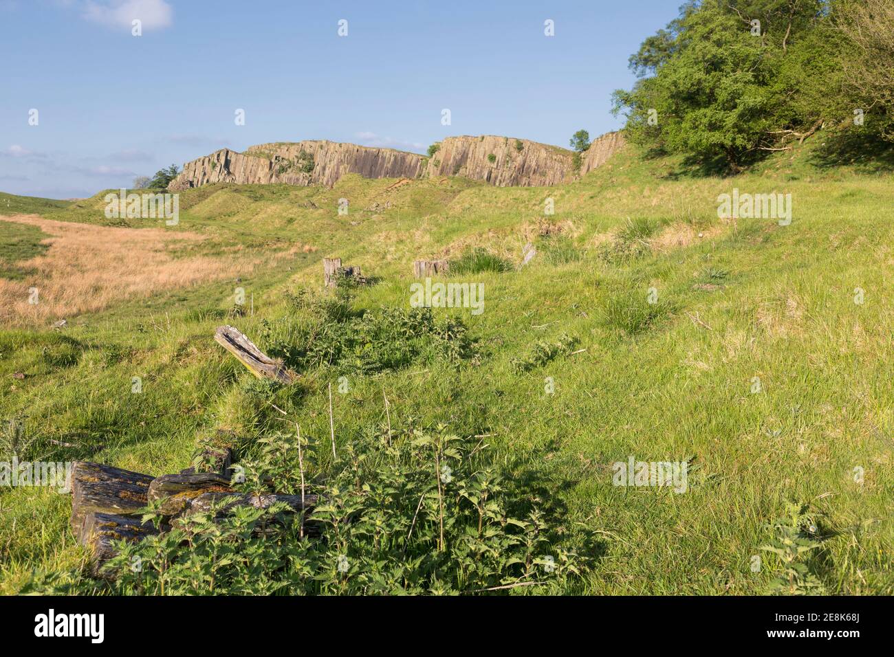 The remains of an old building at Greenhead Quarry, Walltown, Hadrian's Wall, Northumberland, UK Stock Photo