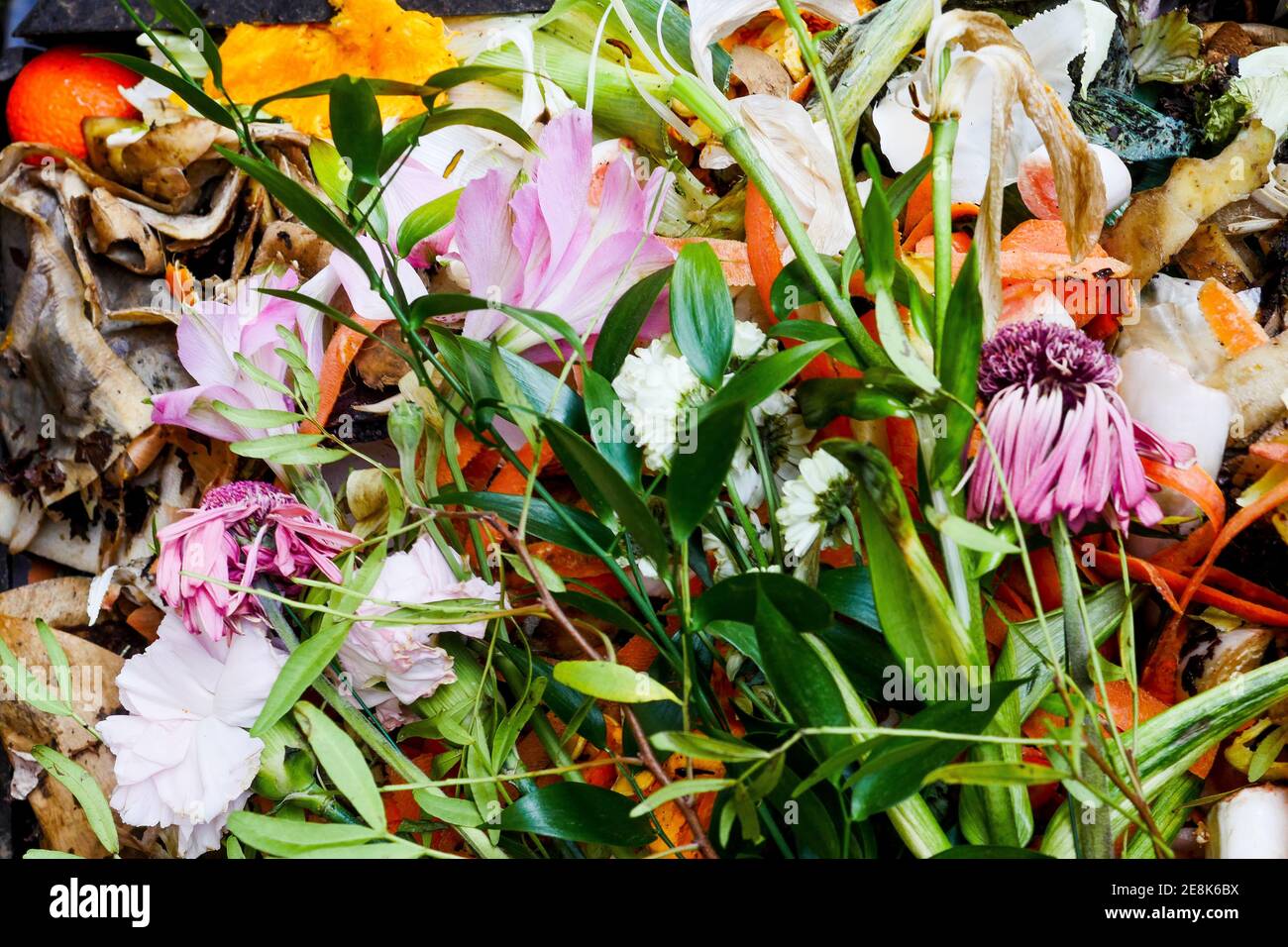 Dry flowers piled in a compost container, Bron, France Stock Photo - Alamy