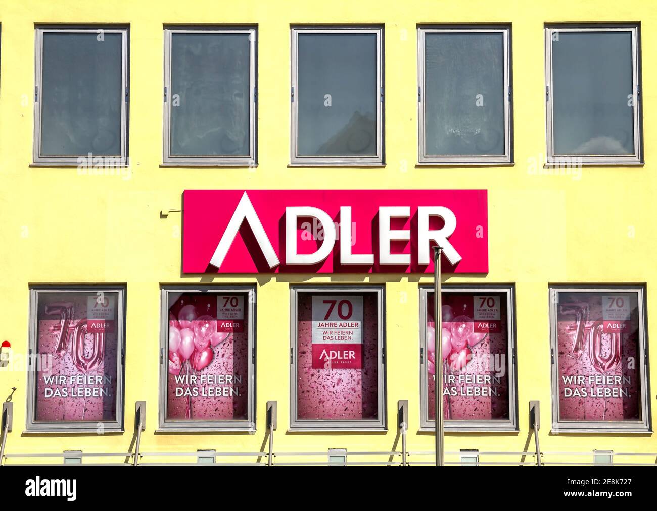 Neumarkt in der Oberpfalz, GERMANY : Adler is a listed textile retail chain with 174 stores in Germany, Austria, Luxembourg and Switzerland. Stock Photo