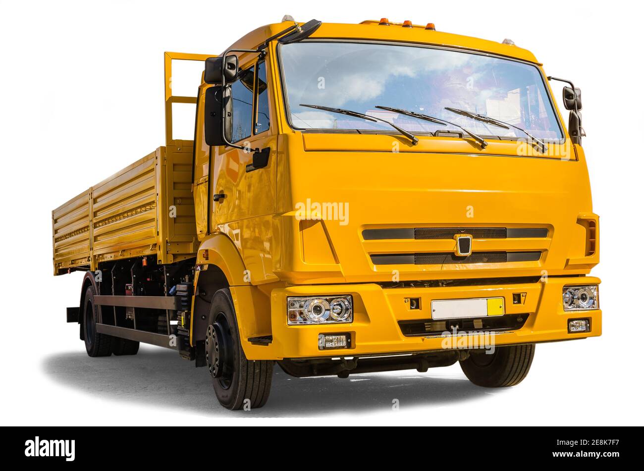 Dump truck on white background Stock Photo - Alamy