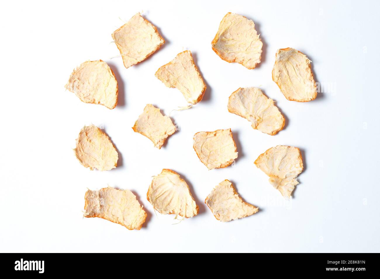 orange peel peaces isolated on white background Stock Photo