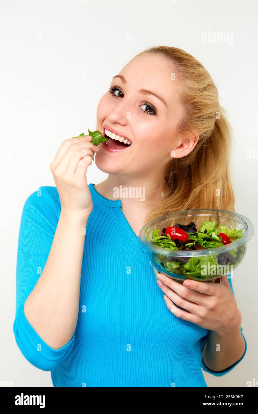 Woman holding salad Stock Photo
