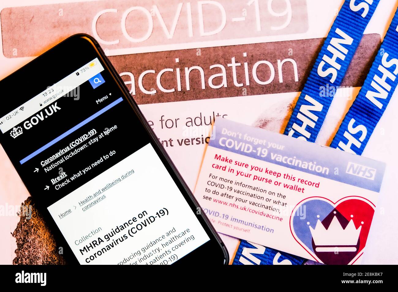 London UK, January 31 2021, Mobile Phone Screenshot Of MHRA Guidance On Coronavirus Covid-19 Vaccine Stock Photo