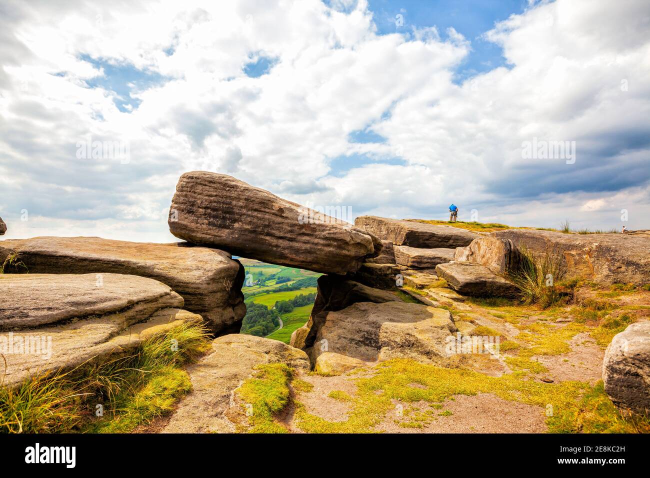 rock Climbers  at Curbar Edge in the beautiful Peak District National Park, Derbyshire, England Stock Photo