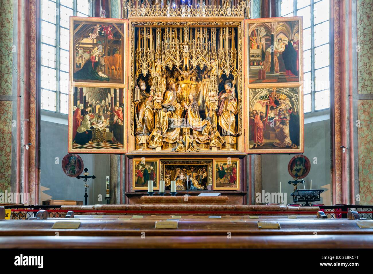 Altarpiece in Wallfahrtskirche Sankt Wolfgang in Salzkammergut, Austria Stock Photo